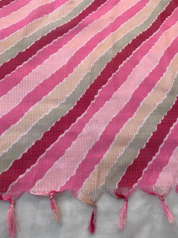 Image of Women's Cotton Blend Striped Print Dupatta with 2.20 Meters | Women's cotton printed dupatta with tassels