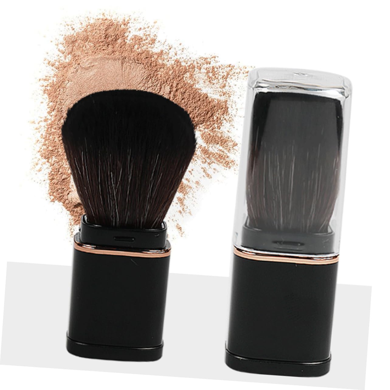 Ipetboom Retractable Makeup Brush for Powder Foundation Multifunctional Blush Brush with Faux Bristles Portable Makeup Tool for Travel for Loose Powder Application