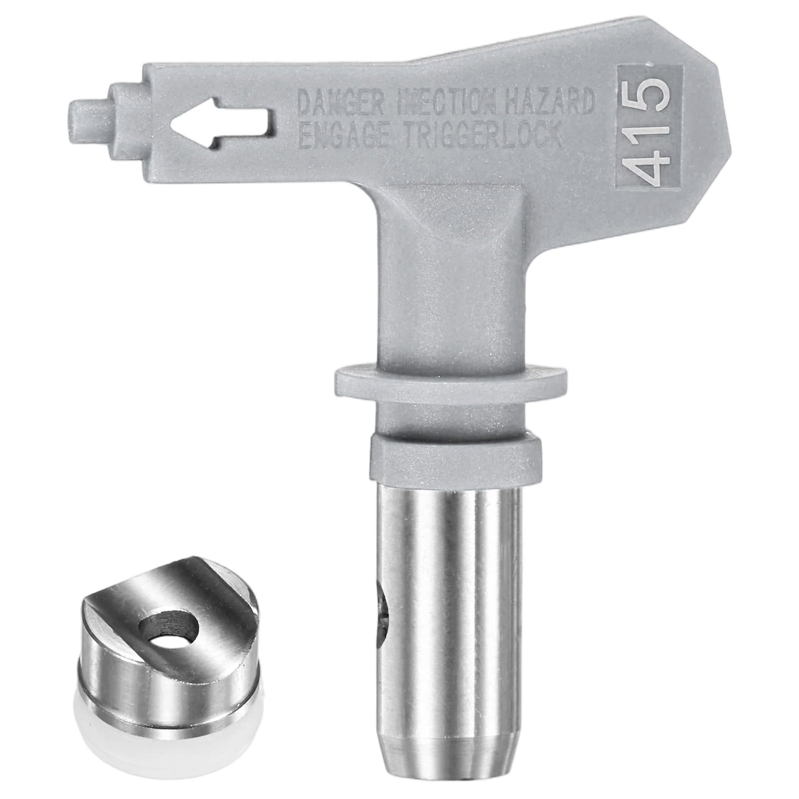 M METERXITY 1-Set Airless Paint Sprayer Tips, Tungsten Steel Reversible Spray Tips with 1 Pad for Homes/Buildings/Garden/Decks/Fences [Grey, 415]