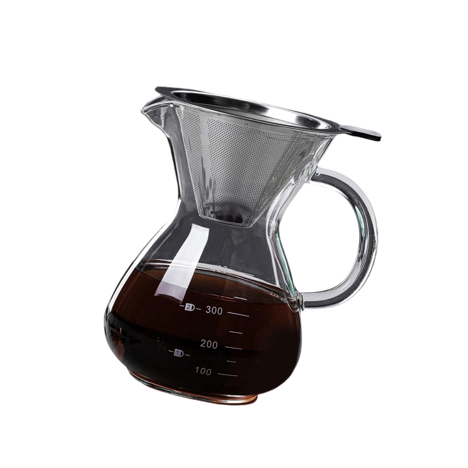 SHINLHUA Good Borosilicate Glass Coffee Server and Stainless Steel Filter for Manual Brewing Great for Home Kitchen Use Flavor Coffee Dripper