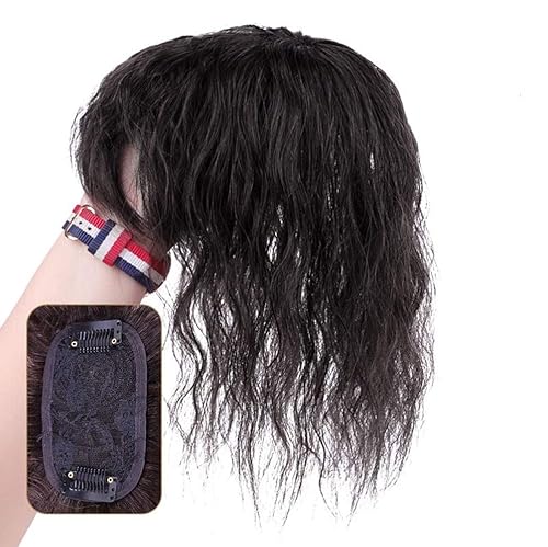 3 x 4.7 pulgadas con clip superior para mujer, pieza de cabello humano ligeramente rizado con flequillo lateral, color negro, 10 pulgadas disponible en Yaxa Costa Rica