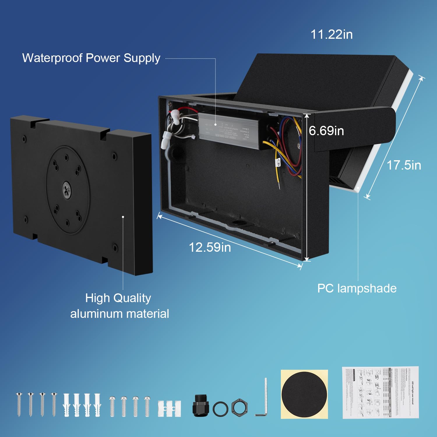 Kingwen 120W Applique da Parete LED Esterno IP65 Impermeabile, Lampada a parete rotante 360°6000K Bianco Caldo Esterno Moderno in Alluminio | 13500lm, LED integrato, alluminio pressofuso, IP65, ideale per esterni.