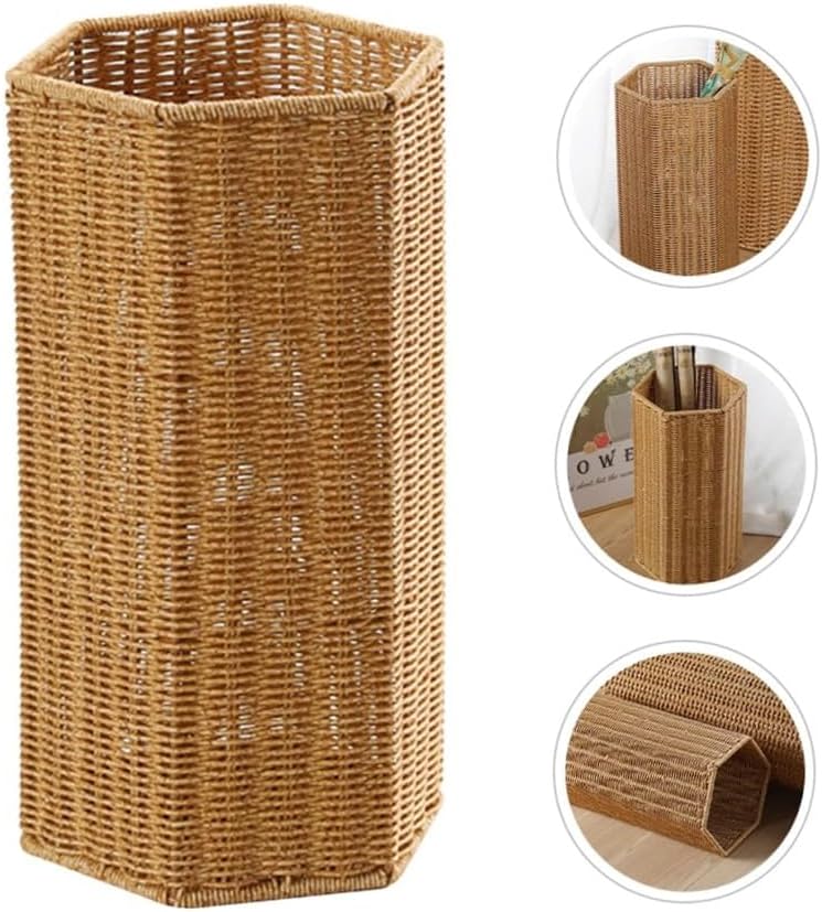 Umbrella Stand, Imitation Rattan, Hand-Woven Bamboo and Rattan, Multifunctional Basket for Home and Commercial Use
