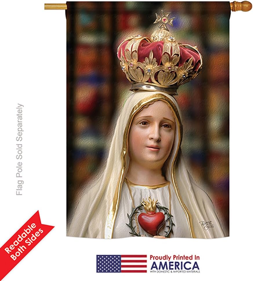 Breeze Decor H103058-BO Our Lady of Fatima Inspirational Faith & Religious Impressions Decorative Vertical 28" x 40" Double Sided House Flag Printed in USA