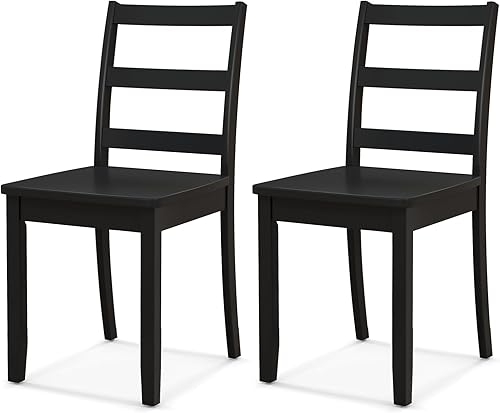 Vista 13 de NAFORT - Juego de 4 sillas de comedor negras de madera, sillas de cocina sin brazos con patas de madera de goma sólida, almohadillas