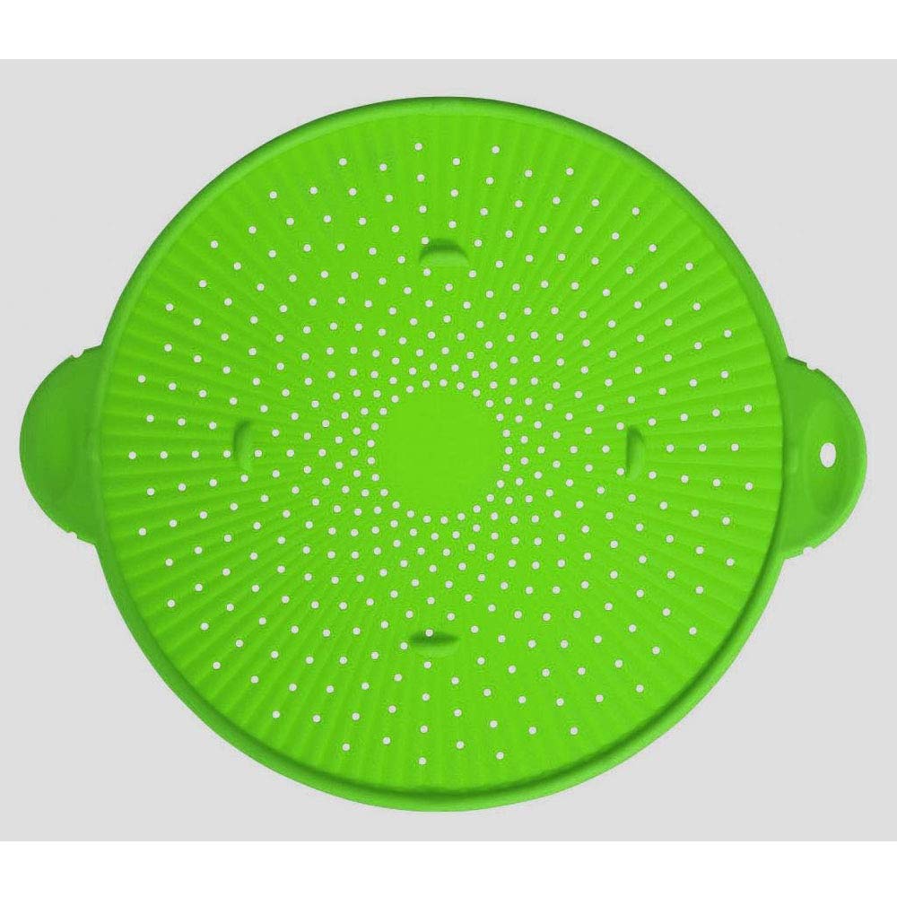 Home++ Green Multifunctional 3 In 1 Silicone Splatter Screen, Splatter Guard, Strainer, Trivet, 11 Inch,