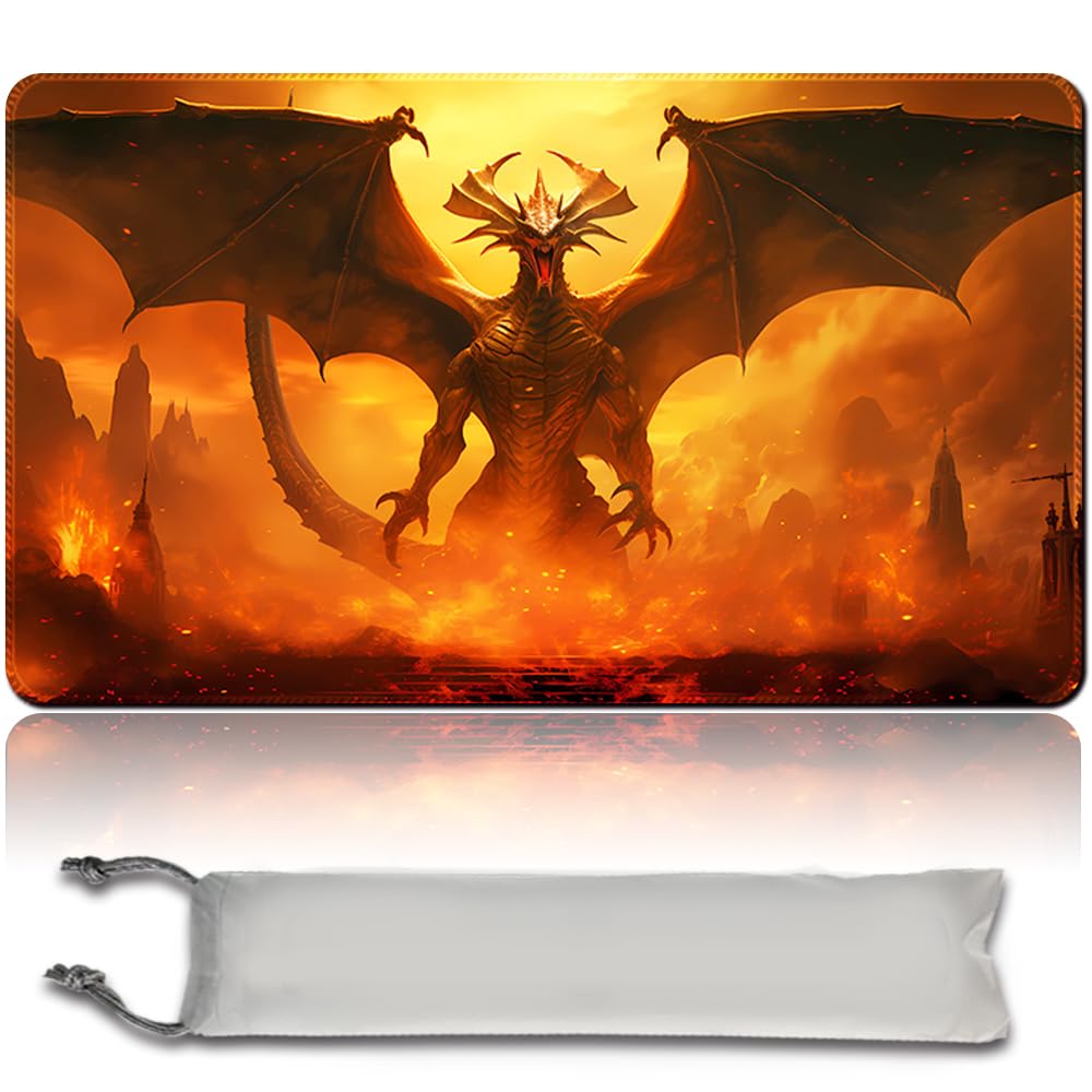 Board Game MTG Playmat Free Waterproof Bag, Sewn Edges,Card Enthusiasts TCG Playmat Mouse Pad MTG Game Mats With Zones (Original Playmat) (No Zone,Nicol Bolas)