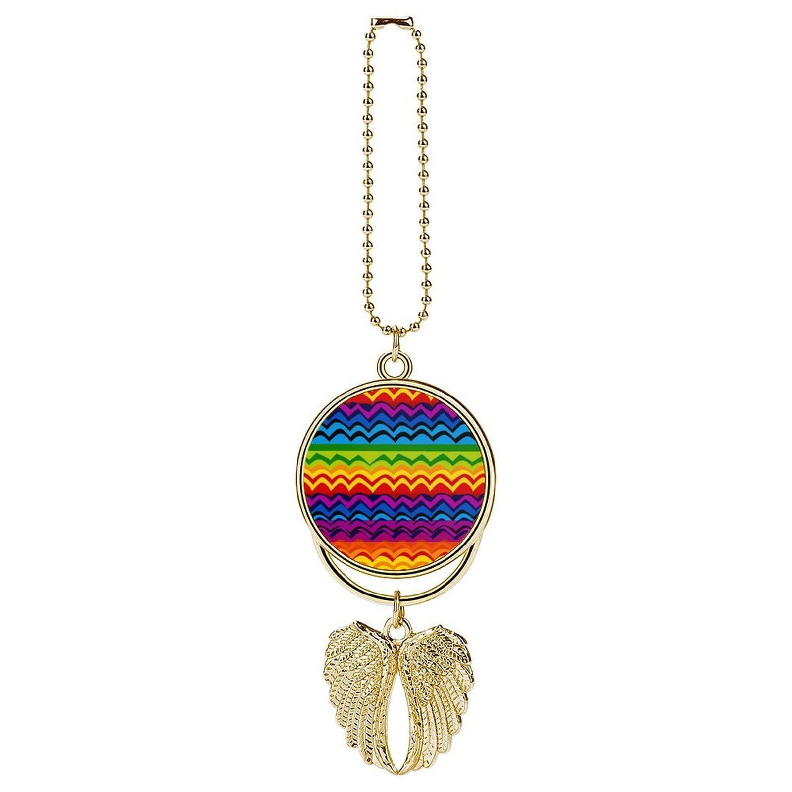Gay Pride Rainbow Pattern1 Car Pendant Hanging Swing Auto Rear View Mirror Hanging Car Rear View Mirror Charm Truck Hanger Ornament Charm for Car Rear View Mirrors Accessories
