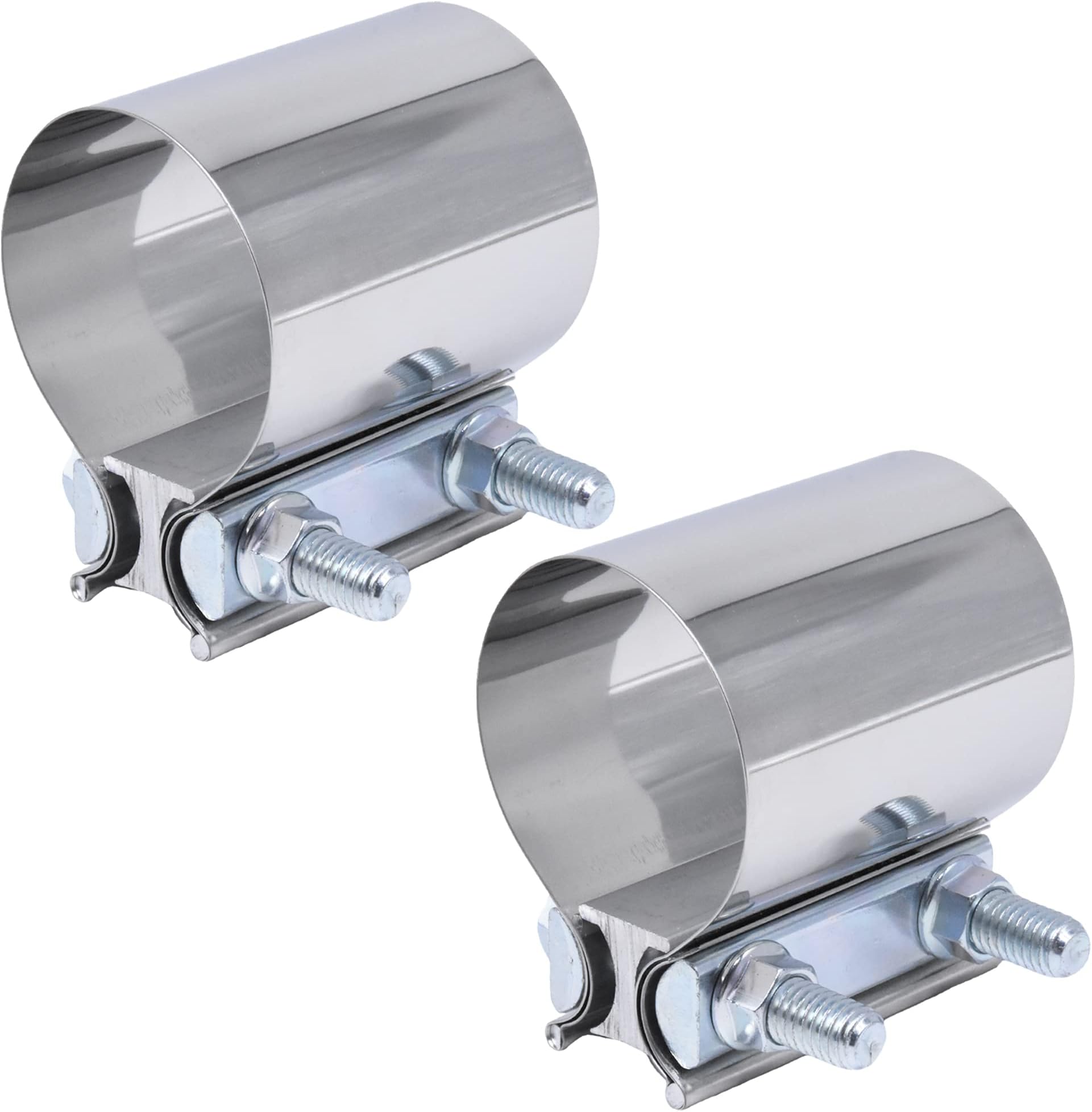 2x 2.5 Inch Butt Joint Exhaust Band Clamp Sleeve Stainless Steel Exhaust Clamp O - Foto 3