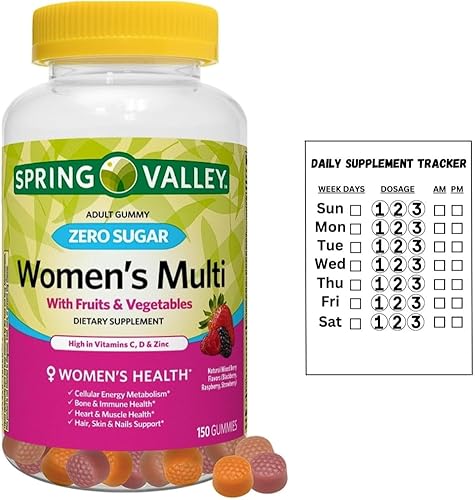 Miniatura 2 de Spring Valley Zero Sugar - Gomitas múltiples para mujer, 150 unidades, paquete 01 + calcomanías de seguimiento de suplementos diarios