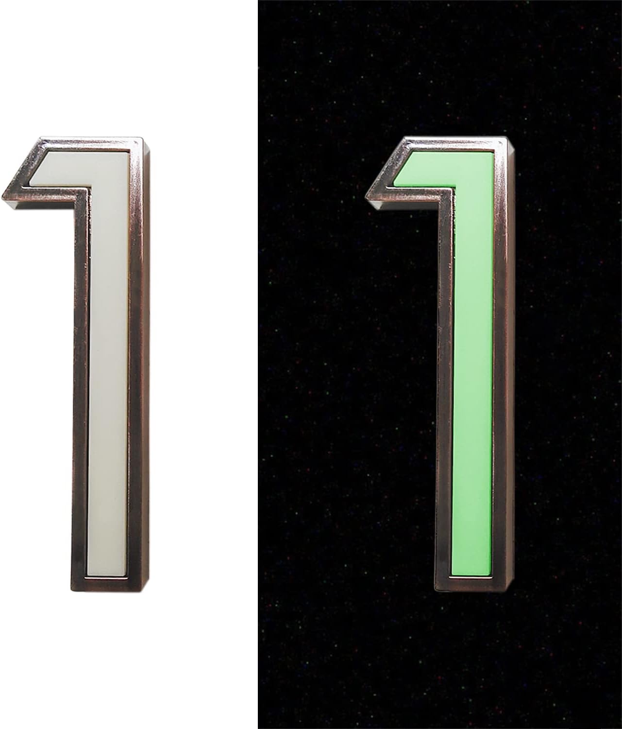 (3 Pack) 4.92" Number [1] Brass Door Sign That Glows at Night!!! For Mailbox or Door Address, Home Office Hotel Room, Shop Commercial Building Sign