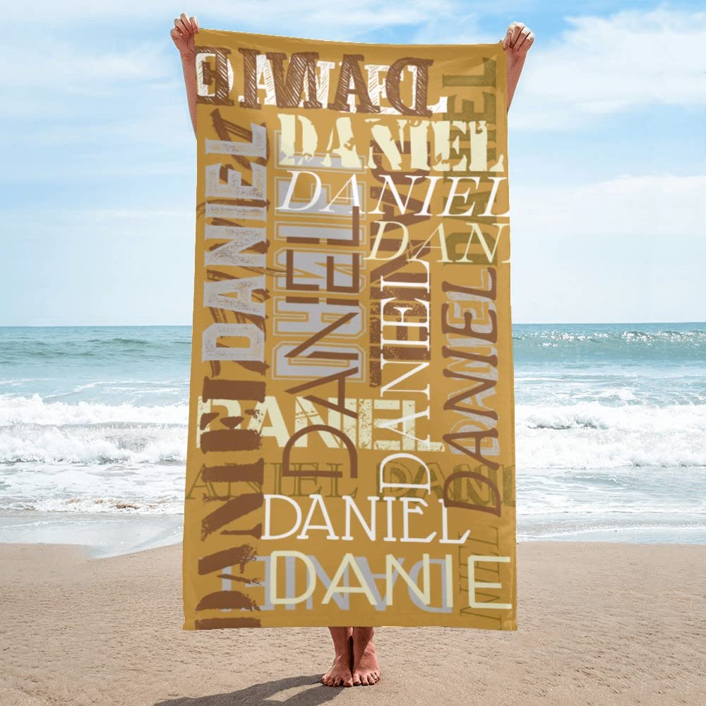 Personalized Wolf Moon Beach Towel - Custom Name 30x60 Inch Large Pool Towel Blanket