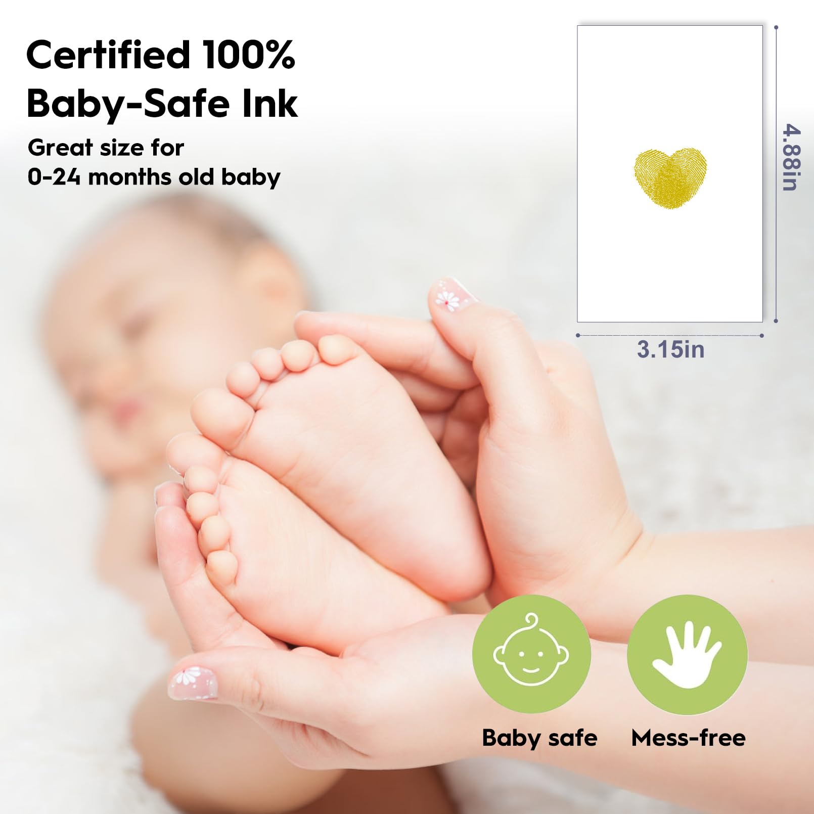 TATUNER Baby Hand and Footprint Kit Inkless - Mess Free Ink Pad, Paw Print Kit for Dogs and Cats, Safe Clean Touch Ink Pads for Newborn Handprints — view 90