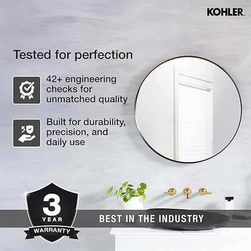 Miniatura 10 de Kohler Essential - Espejo de tocador de baño con marco redondo de 42 pulgadas de ancho x 42 pulgadas de alto, níquel cepillado