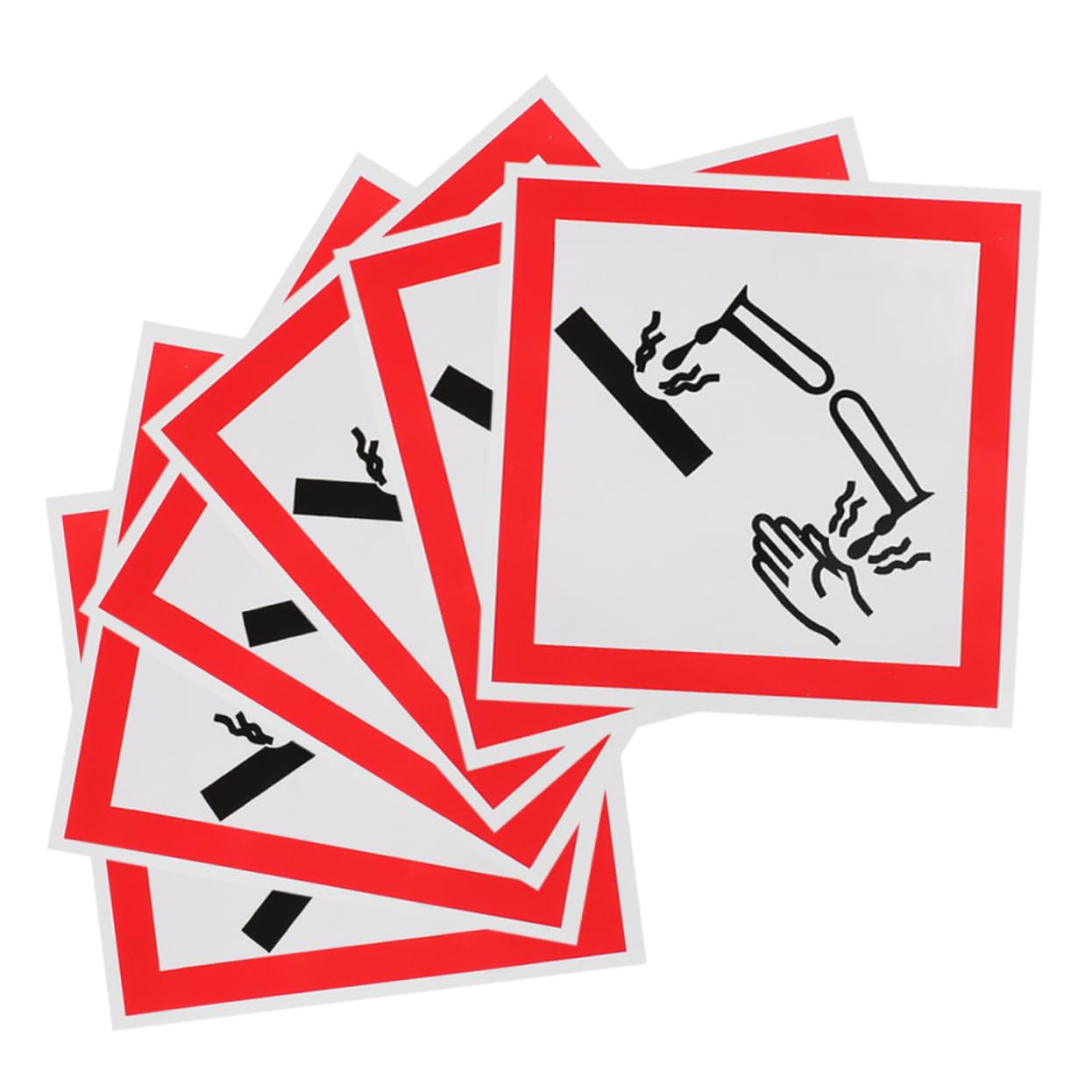 Étiquettes Autocollantes de Sécurité Corrosive 6 Pcs en Pvc | Bases, Substances Corrosives, Véhicules de Transport et Intérieur, Retrait Facile, Application Polyvalente