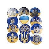 Estos broches de la bandera de Ucrania están hechos de hojalata, plástico y pin, brillantes y vibrantes.