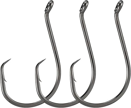 Dr.Fish Paquete de 100 anzuelos circulares de pulpo de pesca, anzuelo de cebo vivo, níquel negro, afilado, compensación amplia, surf, pesca, bagre,