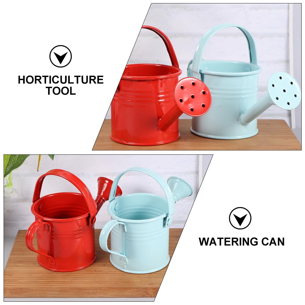 VANZACK 4Pcs Iron Watering Can Kids Watering Can Mini Sprinkler Bucket Kids Gardening Water Pot Mini Watering Can for Garden Yarde Home Plants Flower (Mixed Style)