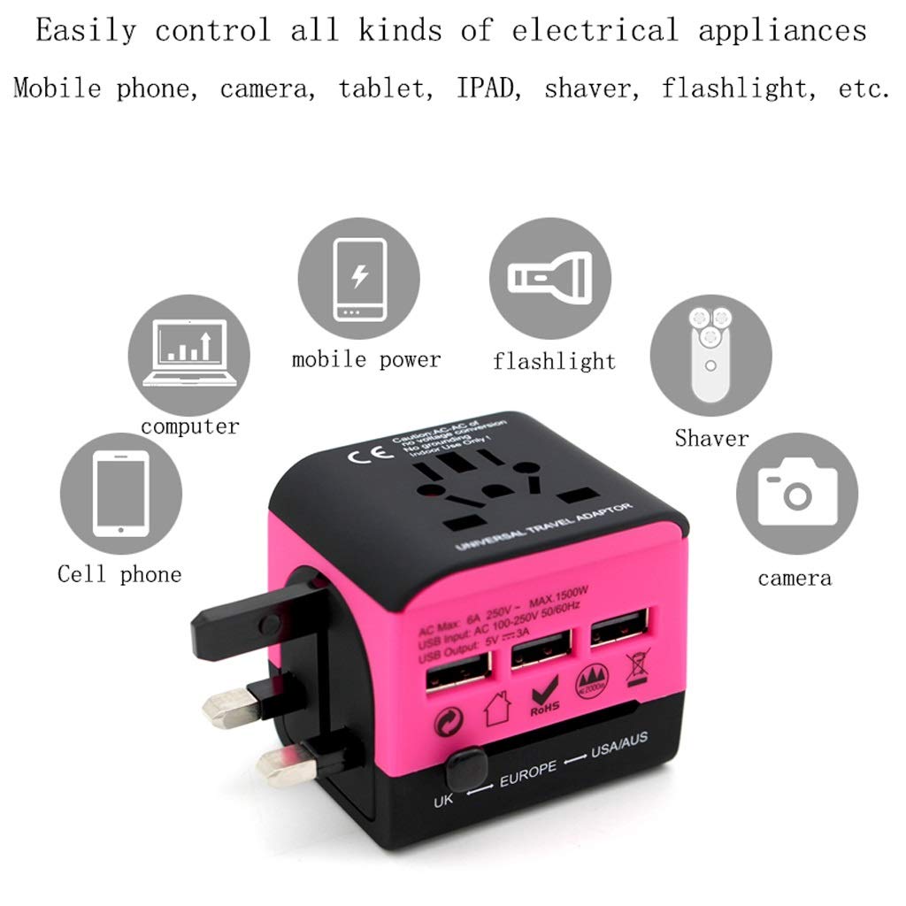 Adattatore a Spina Universale di Viaggio in Tutto Il Mondo, Adattatore di Alimentazione Internazionale, convertitore con Spina con USB Adattatore di Viaggio Portatili