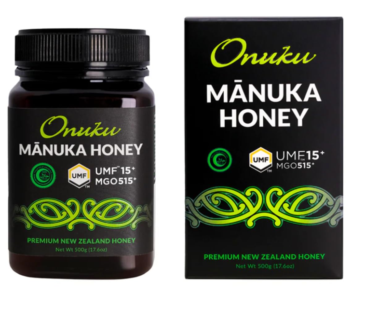 Onuku Premium Monofloral Manuka Honey UMF 15+ | MGO 515+ | 100% Pure & Natural | Certified Authentic from New Zealand | Raw, Unprocessed, Unpasteurized | 250 g