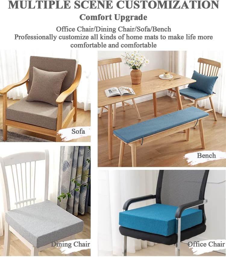 Miniatura 7 de Cojín cómodo para banco de ventana con lazos, 123 pulgadas de grosor, almohadillas personalizadas para muebles de jardín, patio, comedor, silla,