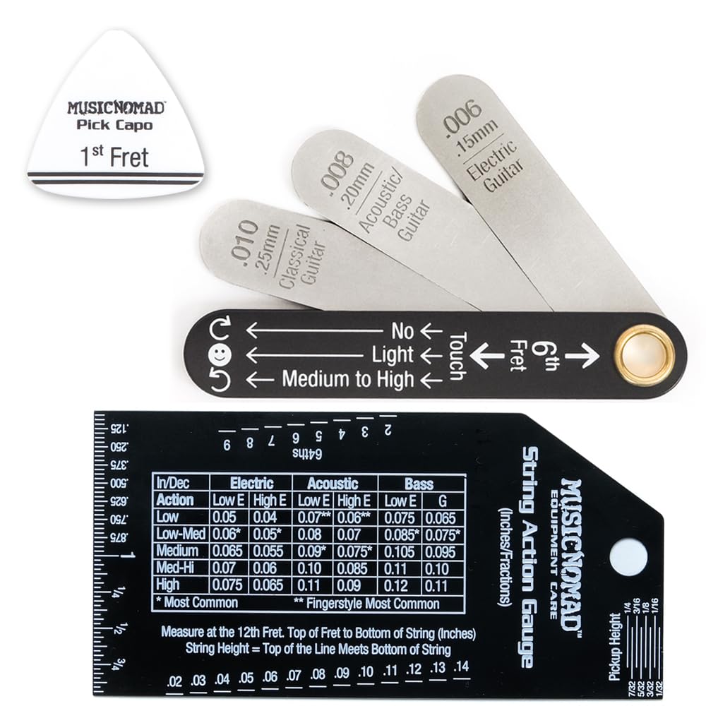musicnomad truss rod gauge amp string action gauge combo bundle mn614