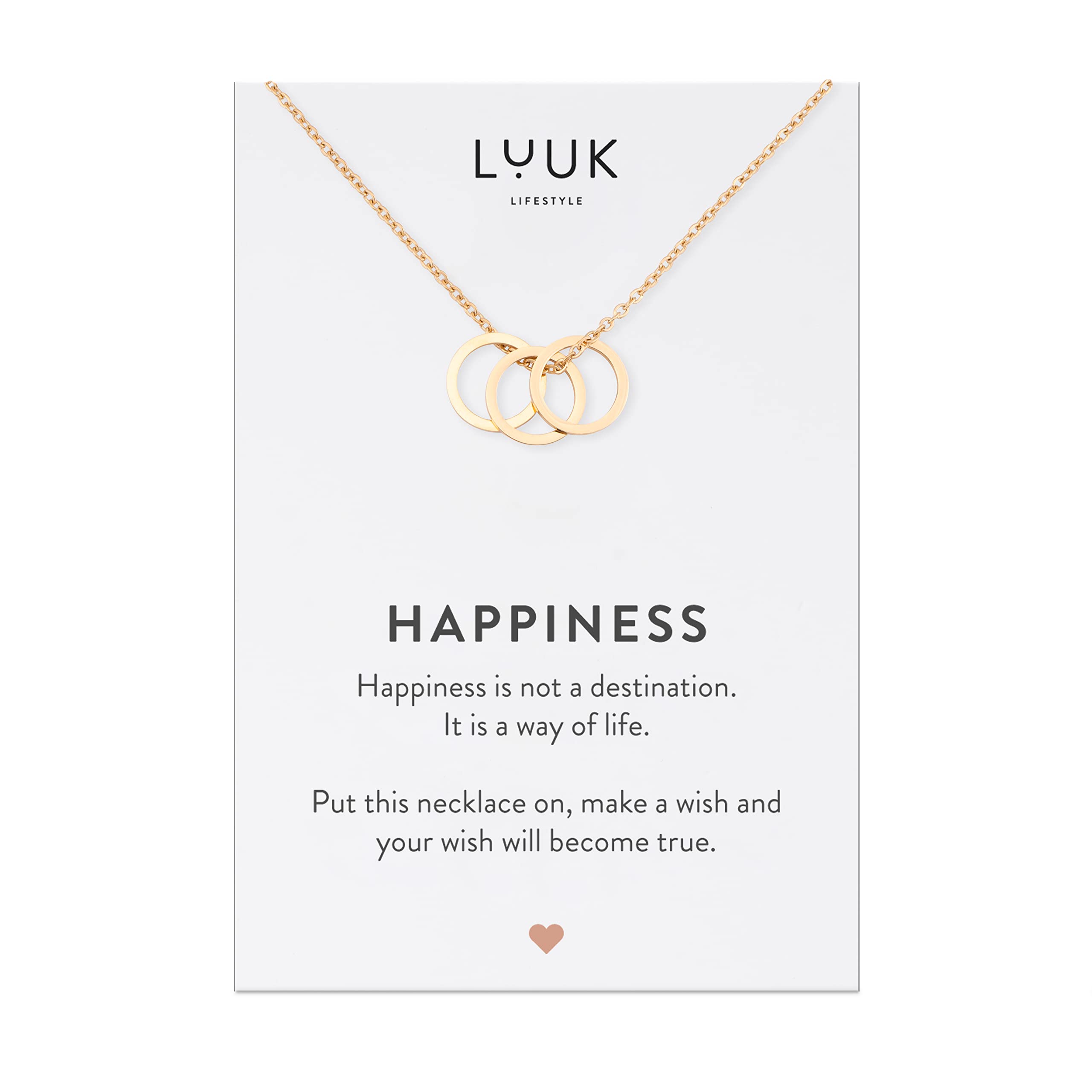 LUUK LIFESTYLEBonitos y elegantes collares de acero inoxidable con diseños variados y tarjeta frase en inglés para regalo, novia, mujer, amiga, joyería femenina plateado, dorado y gold rosé