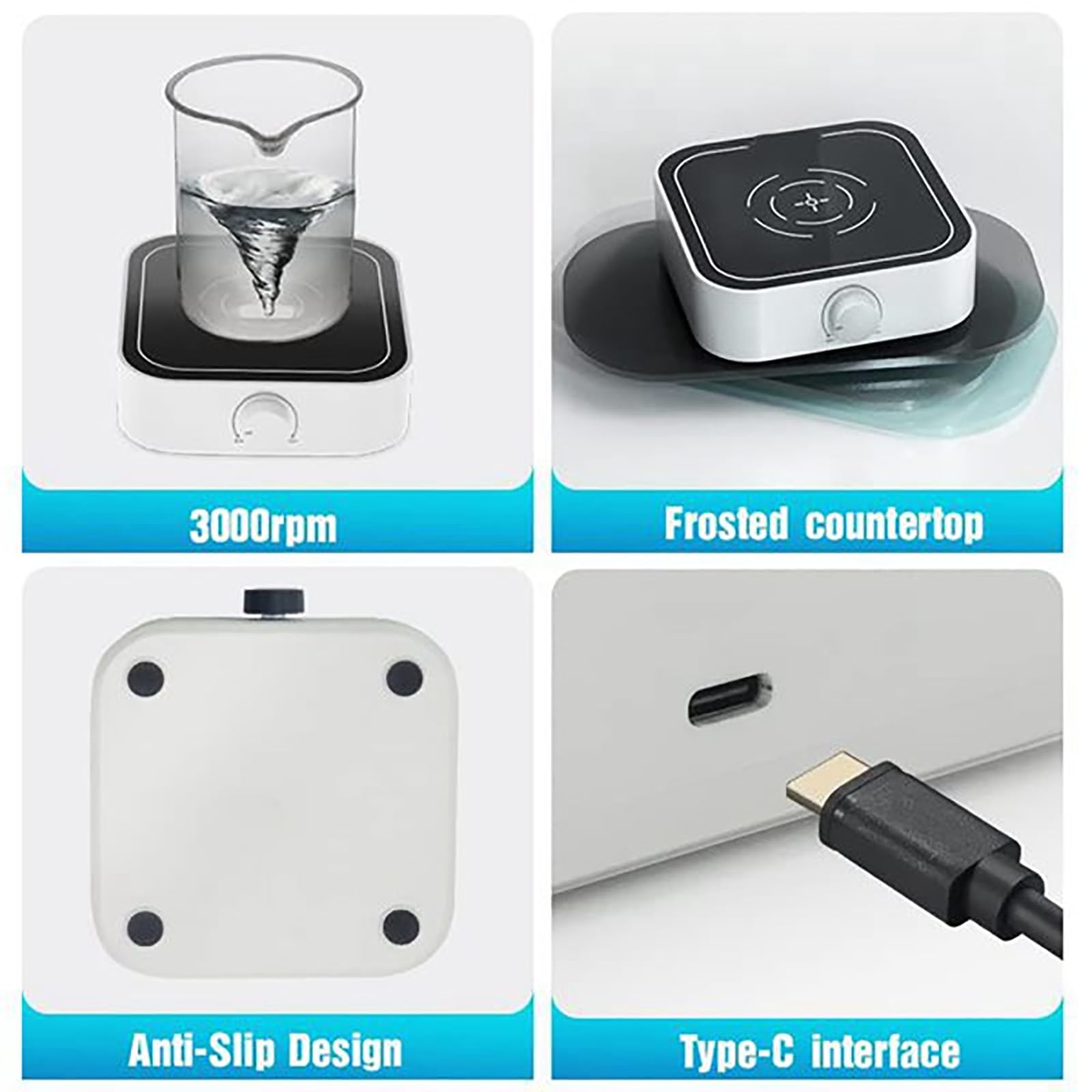 Agitatore magnetico portatile, mini miscelatore magnetico con asta di agitazione, motore senza spazzole, capacità di miscelazione 3000 ml, velocità massima 3000 giri/min, ideale per applicazioni di