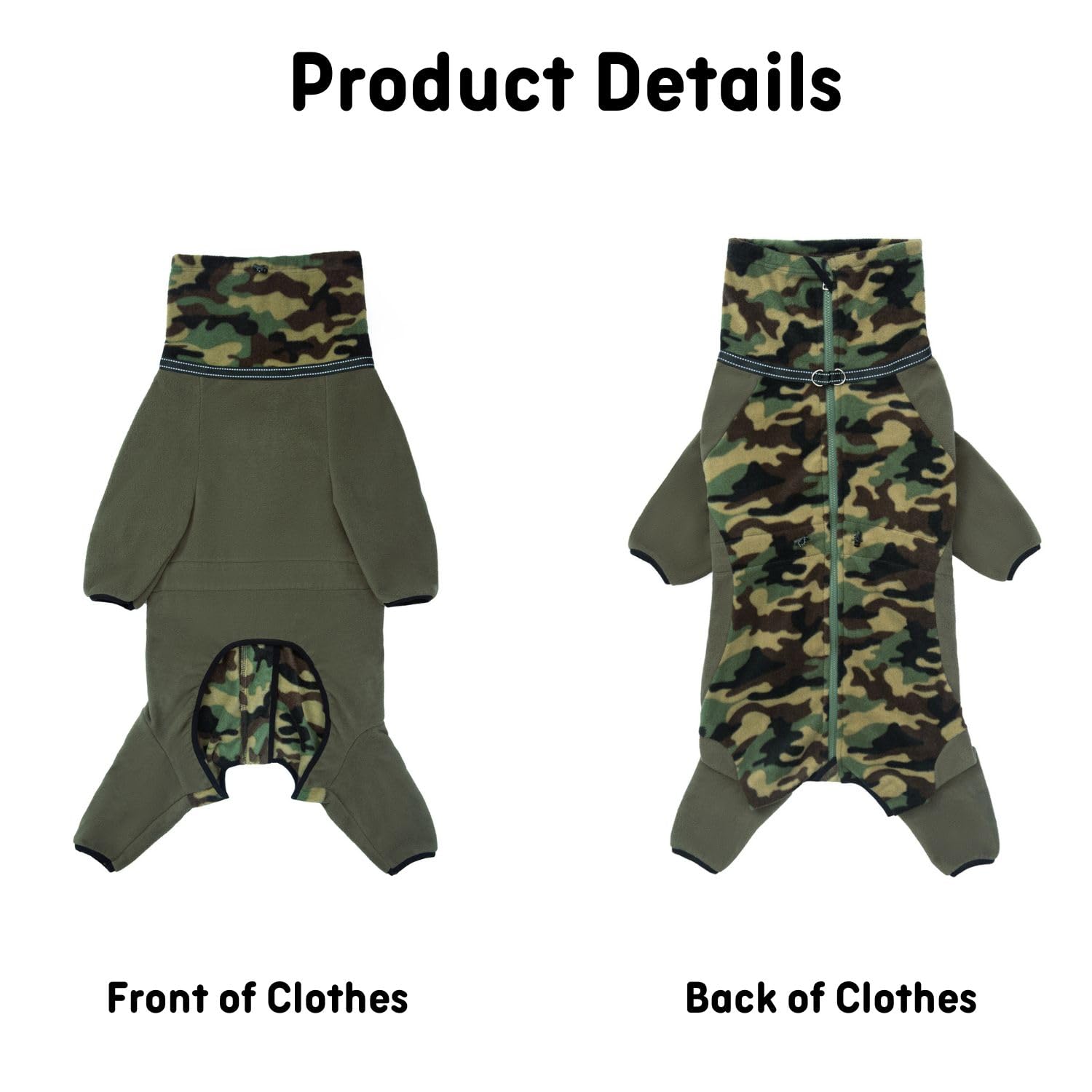 BT BEAR'S Soft & Extra Warm Dog Fleece Winter Pullover Pajama Onesie - Cozy Camo Jumpsuit PJS Apparel for Large Dogs (XL) - Image 2