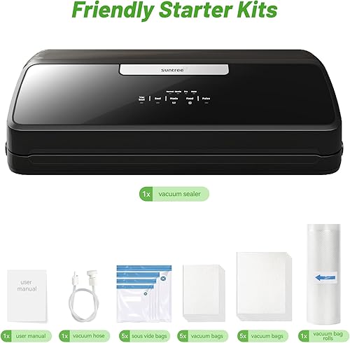 Miniatura 8 de Máquina selladora al vacío, 90 Kpa 7 en 1 sellador al vacío para alimentos secohúmedosuave con cortador y almacenamiento integrados, máquina