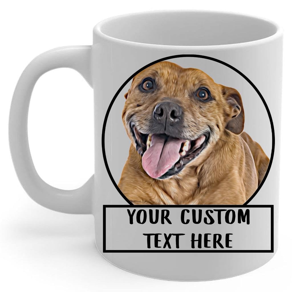 Personalized Copper Staffordshire Bull Terrier Coffee Mug 11oz with Custom Text - Customizable Animal Photo Portrait White Ceramic Cup Funny Gifts for Dog Lovers