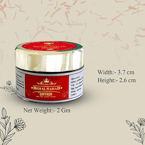 Miniatura 3 de Behal Sahab Behal International 100% puro azafrán  0.071 oz (2 gramos), calidad premium, seleccionado a mano, natural y aromático, perfecto para