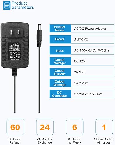 Miniatura 3 de ALITOVE - Fuente de alimentación de 12 V CC 2 A 24 W adaptador CA-CC 100  240 V CA a CC 12 V 2 A 18 A 15 A 12 A convertidor con conector de 0217 x