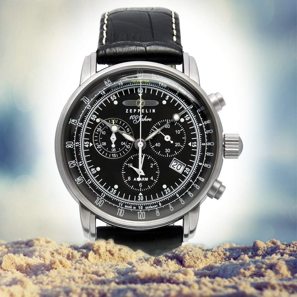 Zeppelin – Orologio da polso uomo 100 anni Zeppelin analogico al quarzo One Size, Nero, Nero Zeppelin – Orologio da polso uomo 100 anni Zeppelin analogico al quarzo One Size, Nero, Nero