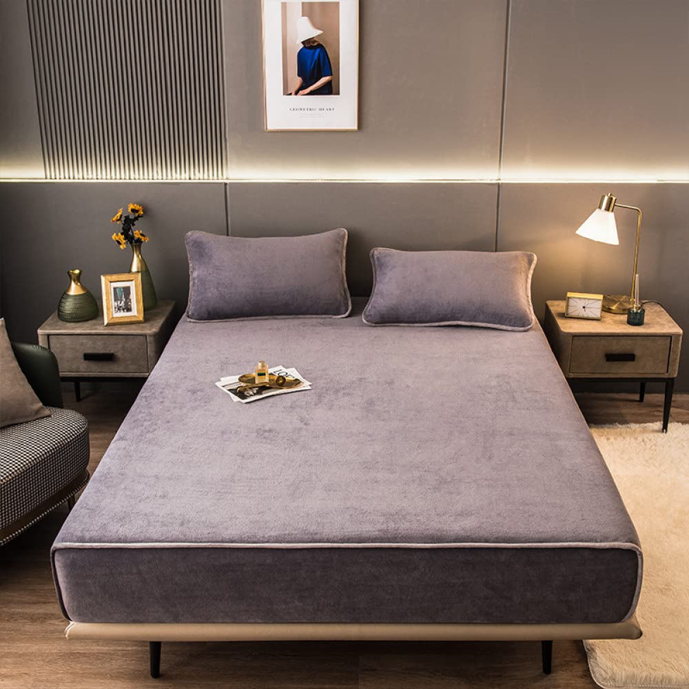 Drap-housse élastique en peluche contre le froid au lit