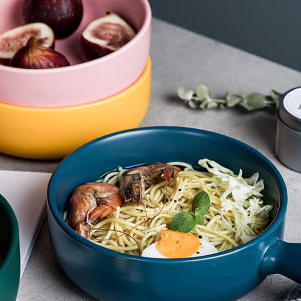 INOOMP Set 2 Pezzi Teglie Rotonde in Ceramica con Manico Piatto da Forno per Pane e Frutta Uso in Cucina e Servizio