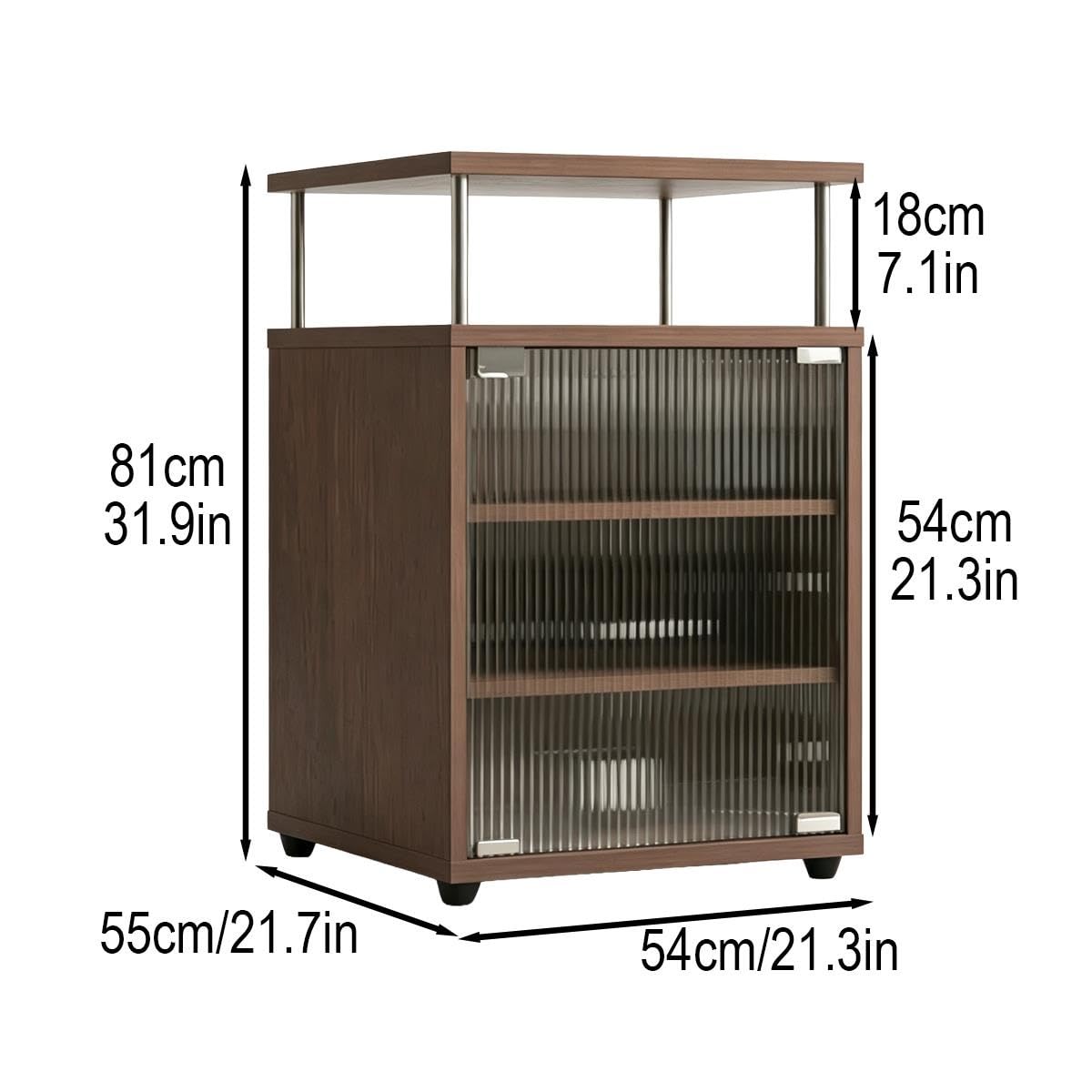 Mobile audio legno, supporto multimediale porta vetro, ripiani