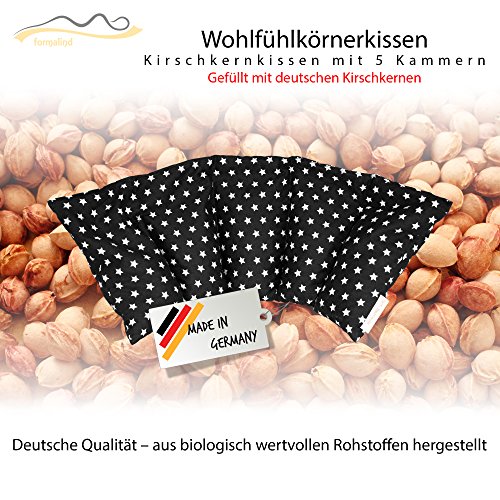 Cojín de huesos de cereza / Almohada relajante para el tratamiento térmico – Almohada para calentar en microondas (Resistente al calor) // 5 divisiones //disponible en 18 colores (negro)