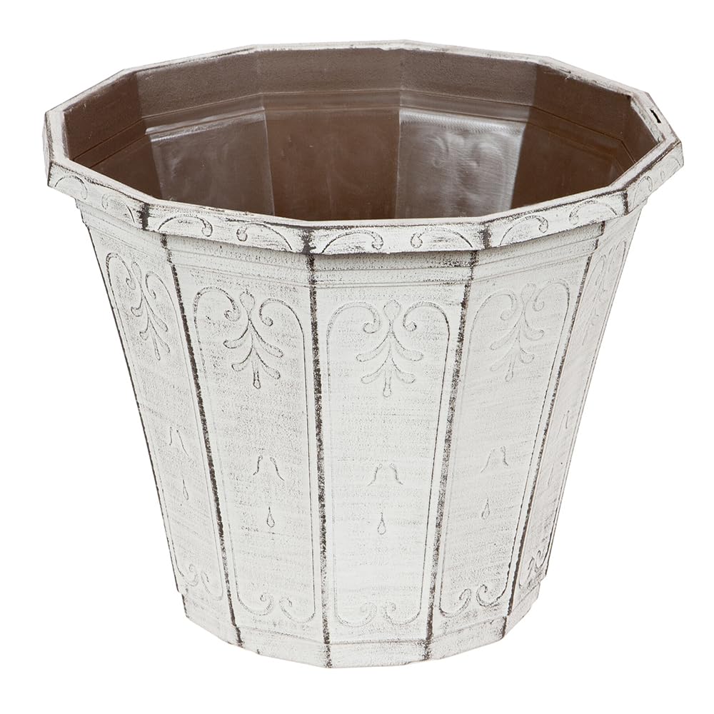 YouGarden Pair of Calista Round Planters, 30cm (12in) Vintage Rust Polypropylene Pot