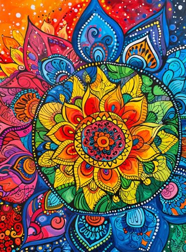 Cross & Glory Day of The Dead Collection | Rainbow Mandala Mirage - 1000 Piece Jigsaw Puzzle for Adults | Premium Quality | Colorful Mandala Design | 20 x 27 Inches