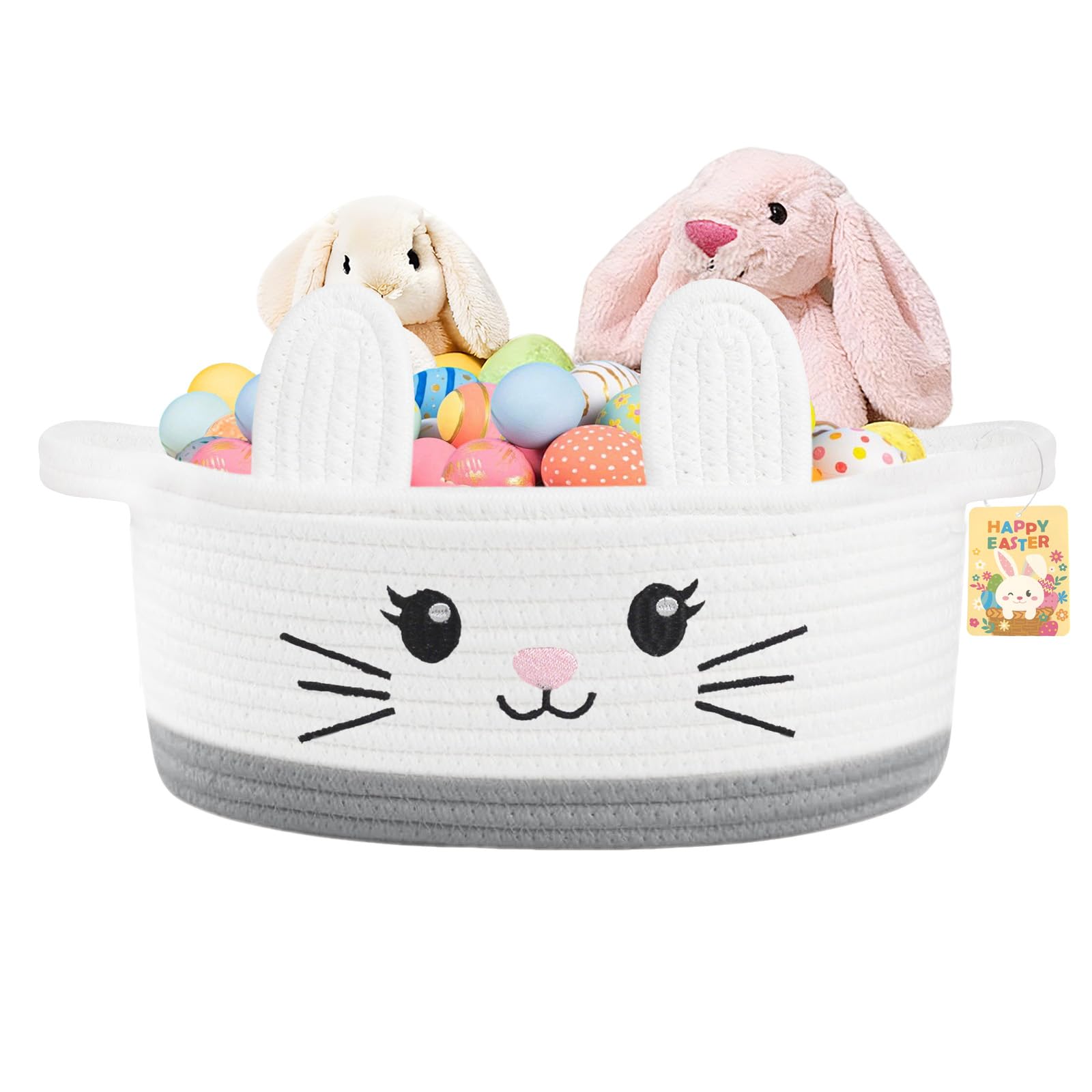 PinkSheep gewebter Korb für Kinder, Ostereier/Süßigkeiten Korb mit Griff, Niedliche Tier Lagerkörbe für Jungen Mädchen