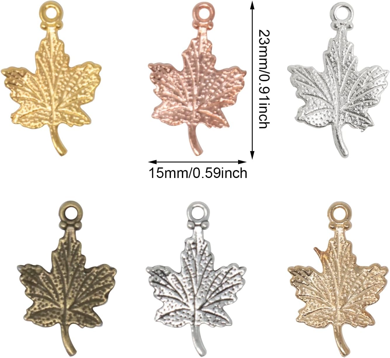 Honbay 60PCS Vintage Alloy Fall Charms Pendant Autumn Maple Leaf Pendant Thanksgiving Halloween Bead Charms for Earrings Necklaces Jewelry Crafts Making - 6 Colors - Image 2
