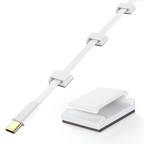 AGPTEK Clips de cable Ethernet, 100 clips adhesivos para cables, clips de cable plano, gestión de soportes de cables pequeños para pared del hogar,