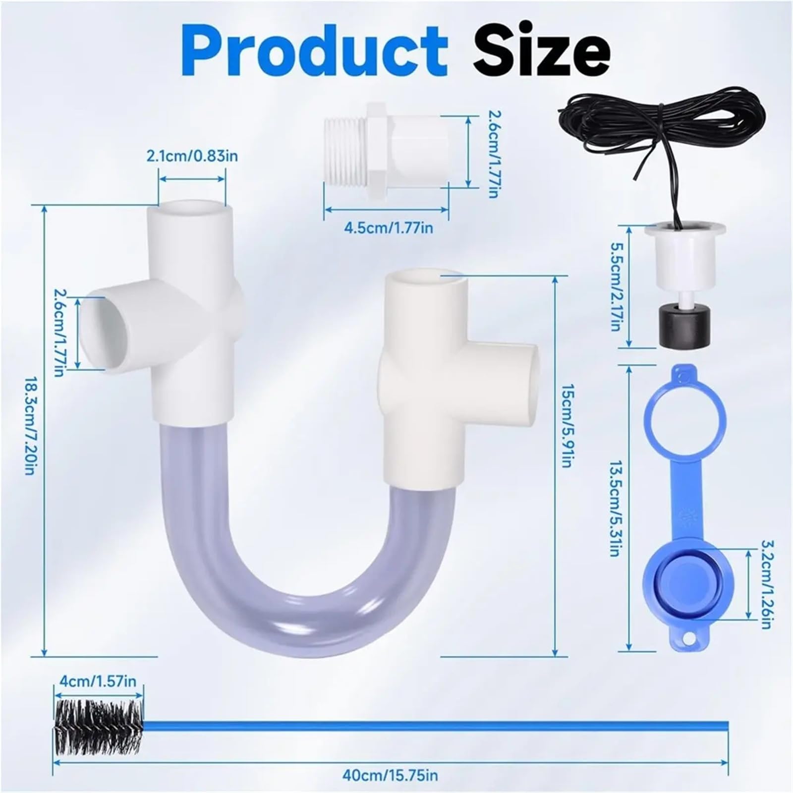 Sifón U Transparente Trampa de condensado con interruptor desbordamiento | 3 Trampa en U de PVC estándar de 4 pulgadas HVAC AC