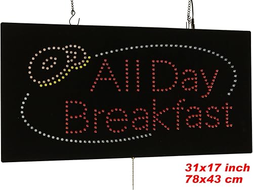 Miniatura 10 de Letrero de desayuno todo el día, señalización de TOPKING Signage, LED Neon Open, tienda, ventana, tienda, negocios, exhibición, regalo de gran