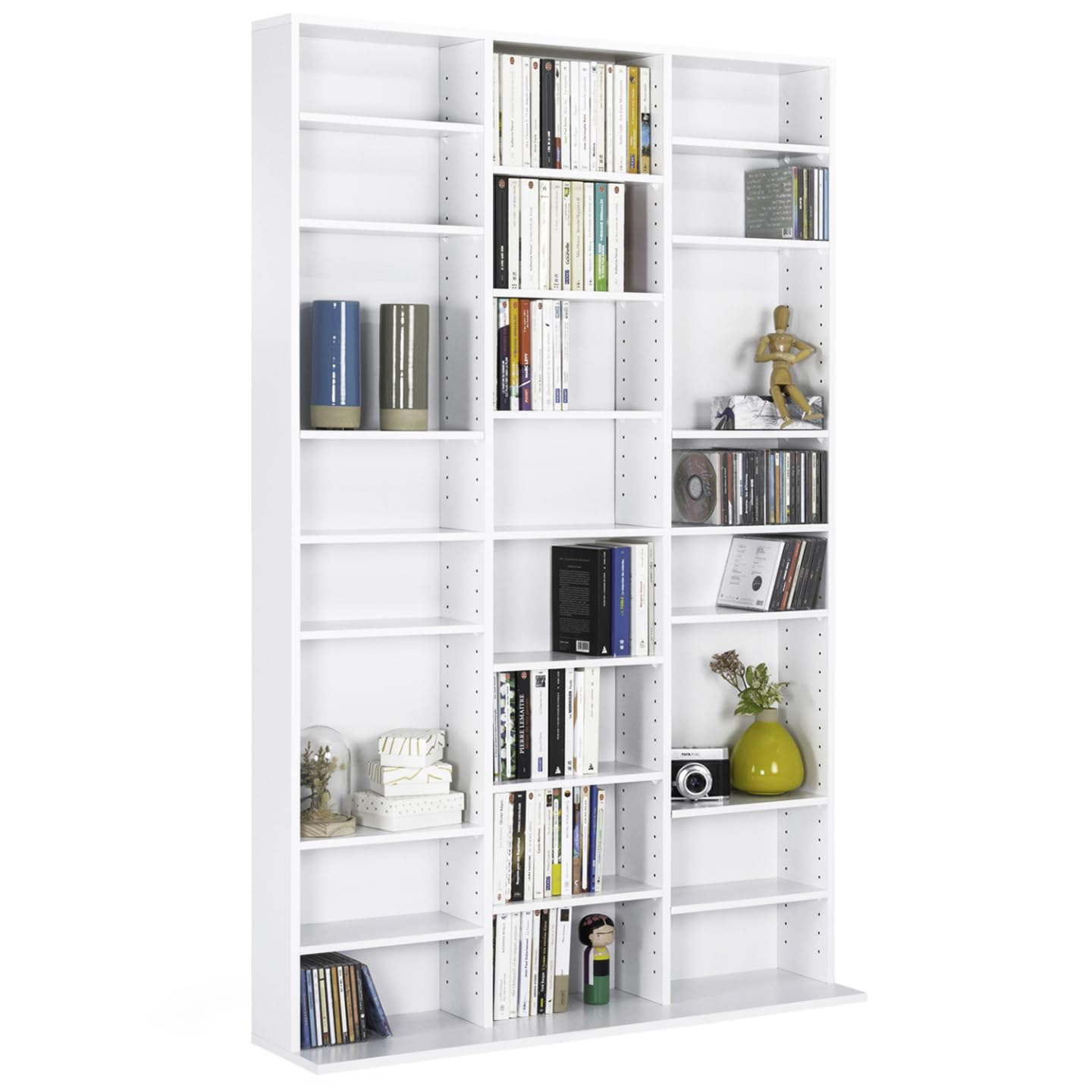 IDMarket – Estantería CD CEYLIA 30 Cajas con estantes modulares Madera Blanco