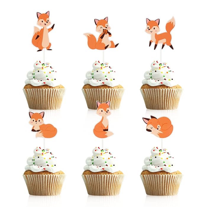 Buy Donoter 36 Pieces Fox Cupcake Toppers Cake Picks for Woodland