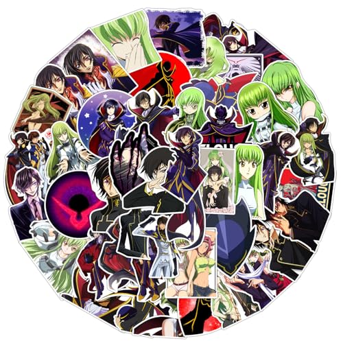 Pegatinas de Code Geass 50 Uds para maleta, monopatín, ordenador portátil, botellas...