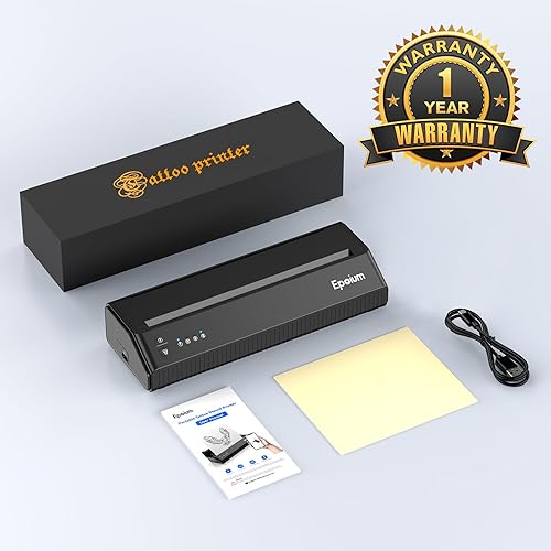 Miniatura 9 de Epoium Impresora de plantillas de tatuaje, máquina inalámbrica de plantillas de transferencia de tatuajes, impresora térmica Bluetooth de tatuaje