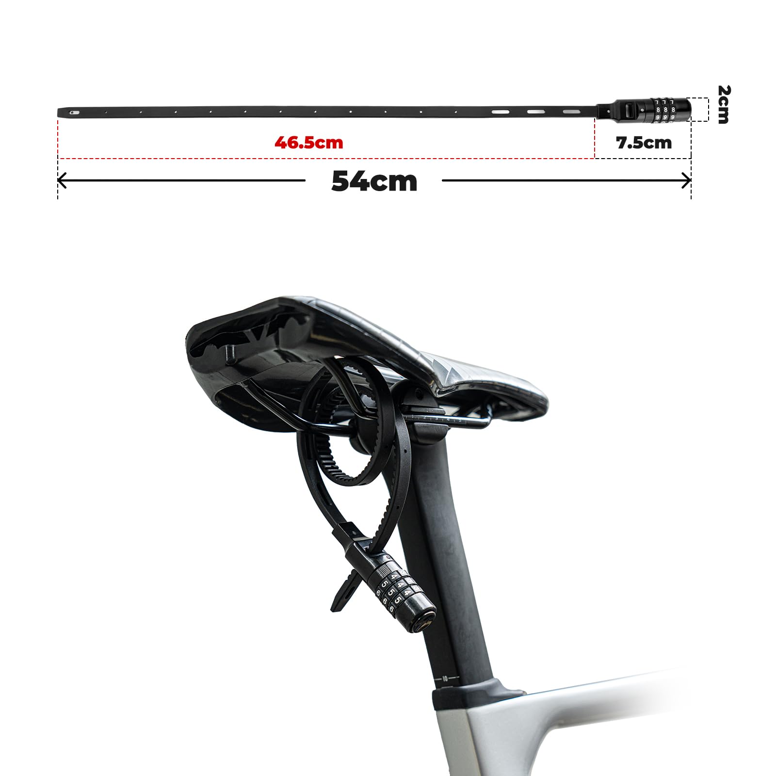ROCKBROS Lucchetto Combinazione per Casco, Lucchetto Antifurto in Nylon 54cm, per Casco di Bici Moto Ebike Scooter Monopattino, a 3 Cifre